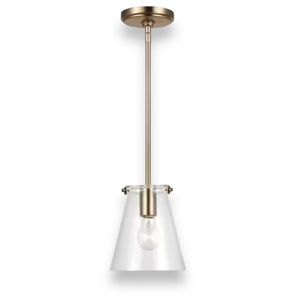 Generation Lighting Blaine 1-Light Satin Brass Hanging Pendant W/ Shade New - Picture 14 of 14